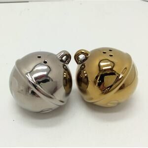 Hallmark Jingle Bells Salt and Pepper Shakers Silver and Gold